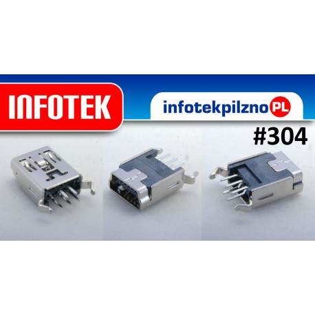Gniazdo złącze mini USB 5 Pin miniUsb, 180 stopni 
