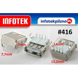 Gniazdo port USB 2.0 Laptop 14 mm 2 piny 4 pin