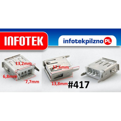 Gniazdo port USB 2.0 Laptop pionowe pion 2 piny